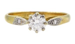 Gold single stone old cut diamond ring