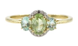 9ct gold green garnet