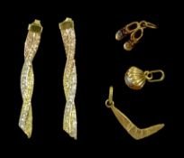 Pair of 18ct gold pendant stud earrings