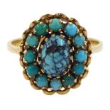Gold turquoise cluster ring