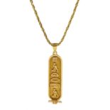 18ct gold Egyptian hieroglyphs pendant necklace