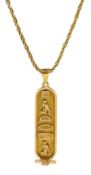 18ct gold Egyptian hieroglyphs pendant necklace