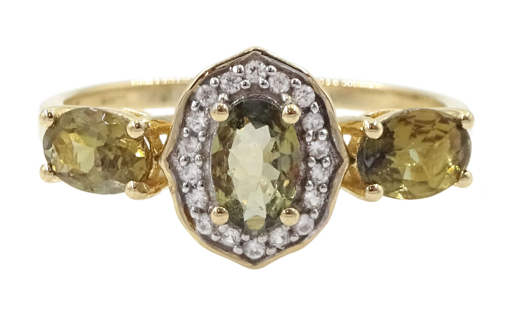 9ct gold csarite and white zircon ring