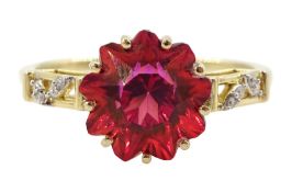 9ct gold fancy cut red topaz ring