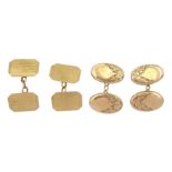 Two pairs of 9ct gold cufflinks