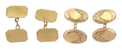 Two pairs of 9ct gold cufflinks