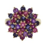 9ct gold multi gemstone cluster ring