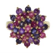 9ct gold multi gemstone cluster ring