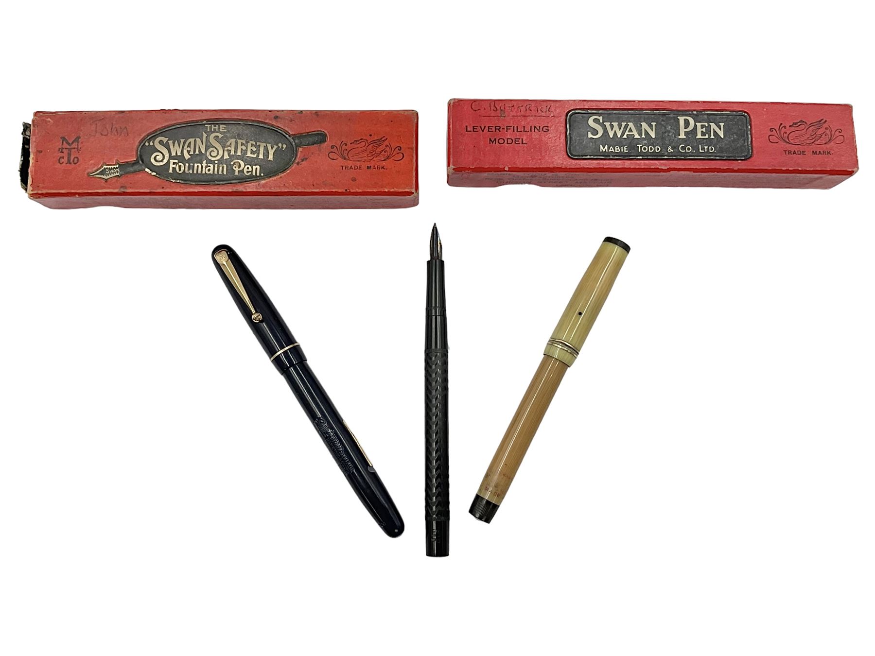 Three Swan Mabie Todd & Co fountain pens