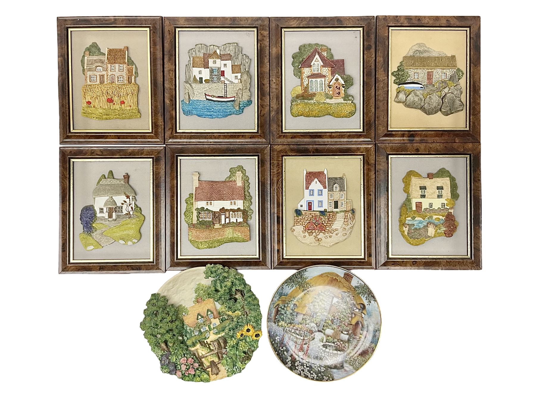 Eight Lilliput Lane framed wall plaques