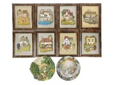 Eight Lilliput Lane framed wall plaques