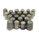 Collection of twenty-two Victorian and later silver thimbles
