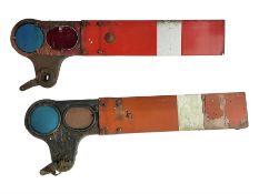 Two metal railway signal arms