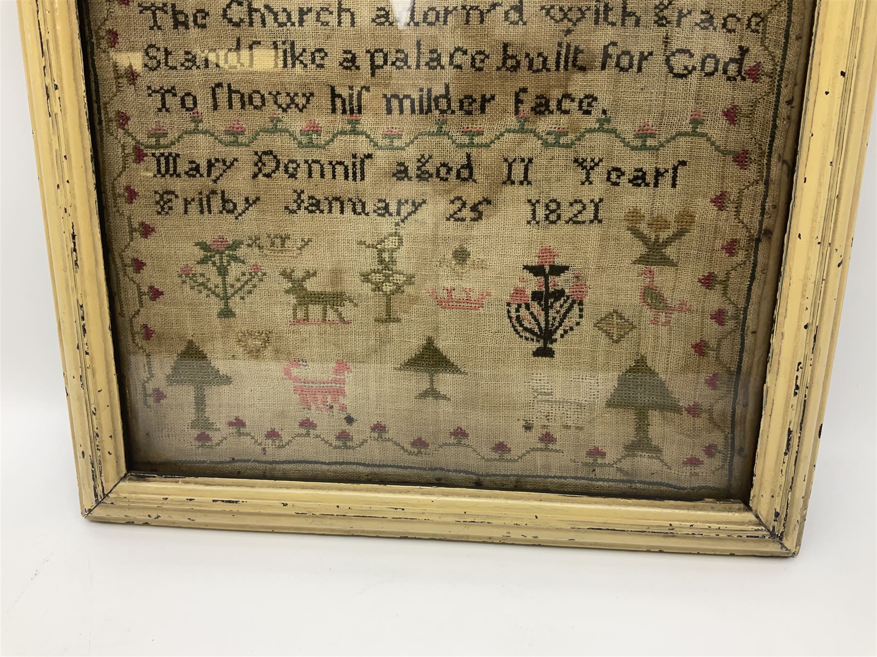 Early 19th century cross stitch sampler - Image 7 of 15