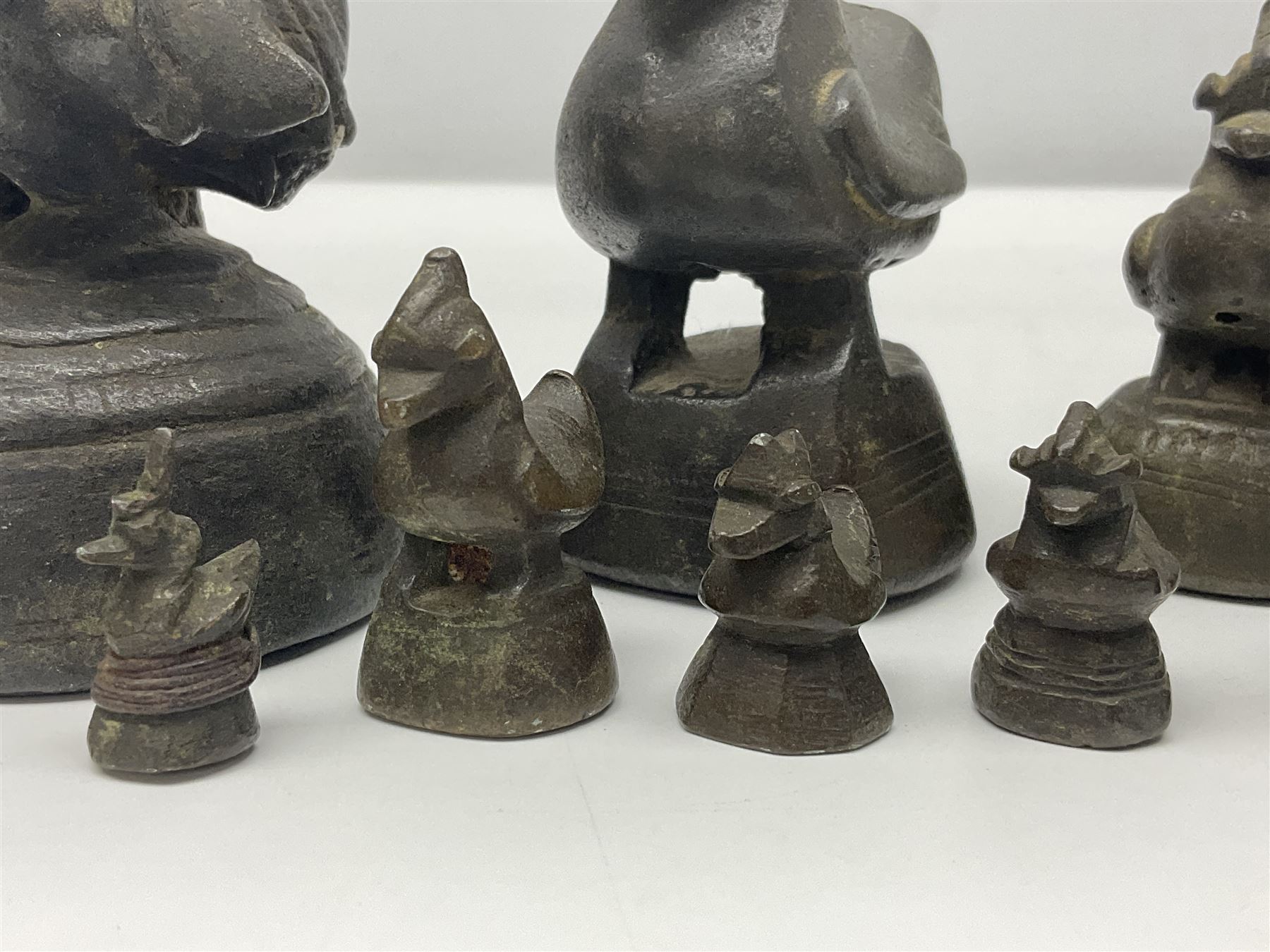 19th century graduating set of Burmese bronze opium weights - Image 2 of 7