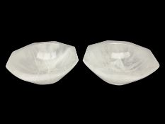 Pair of hexagonal shaped selenite crystal bowls