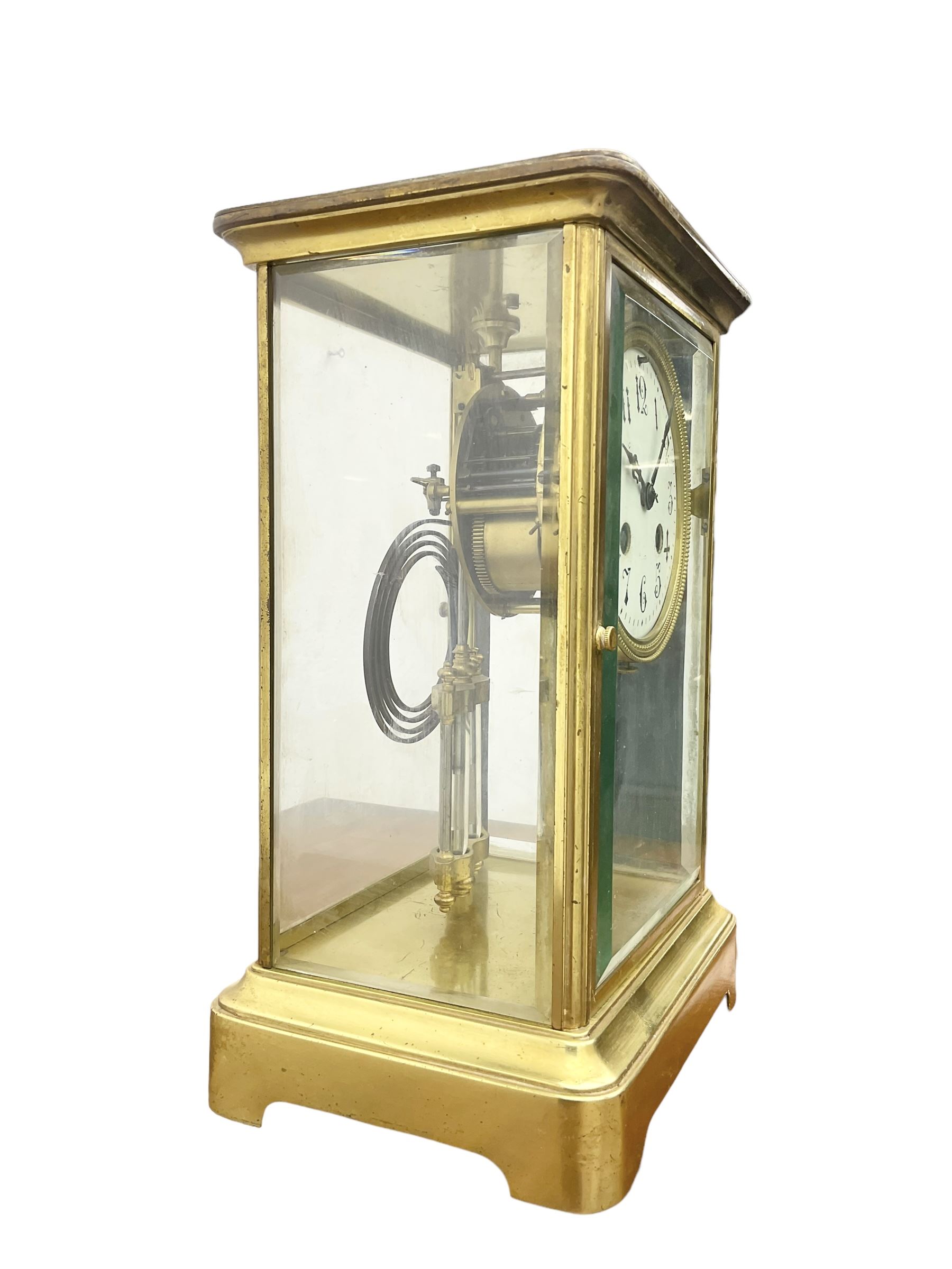 French - Edwardian 8-day four glass clock c1910 - Image 4 of 4