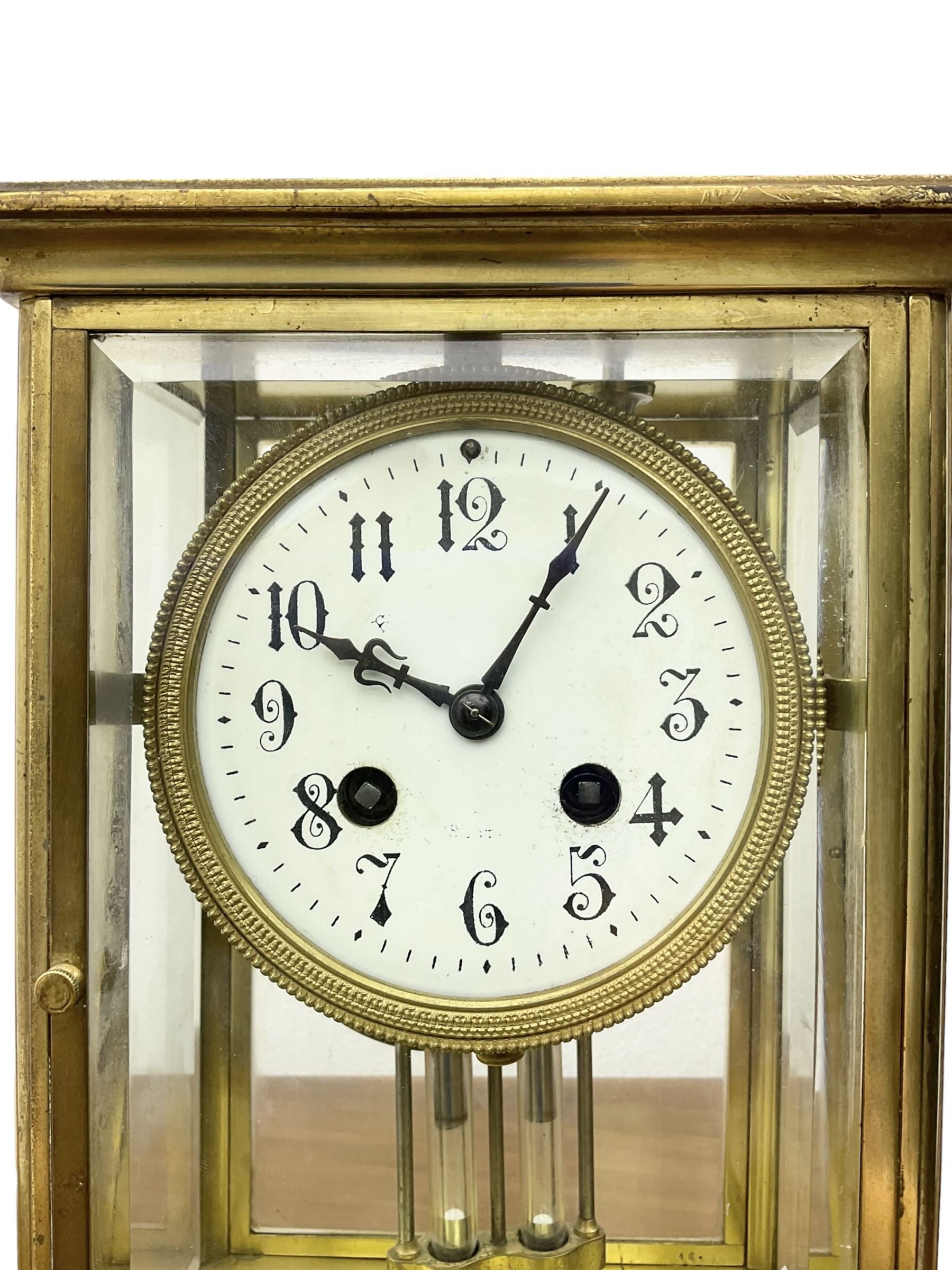 French - Edwardian 8-day four glass clock c1910 - Image 3 of 4