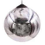 19th century silvered mercury glass witch ball with metal fitting