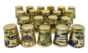 Twenty cloisonn� thimbles