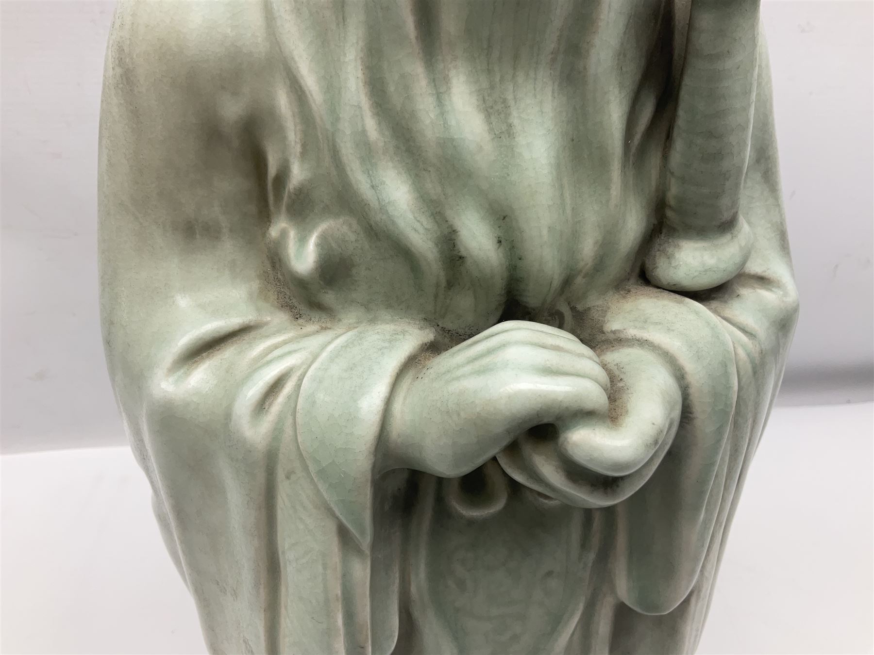 Chinese celadon glazed figure of Confucius - Image 2 of 5