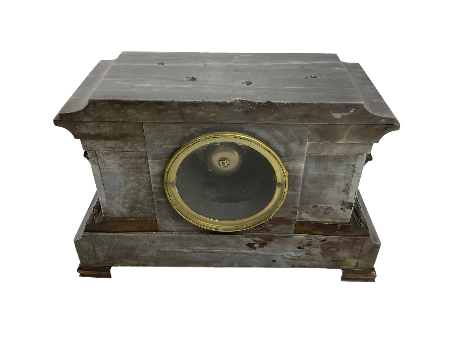 French - 8-day grey slate marble mantle clock c1890 - Image 4 of 4