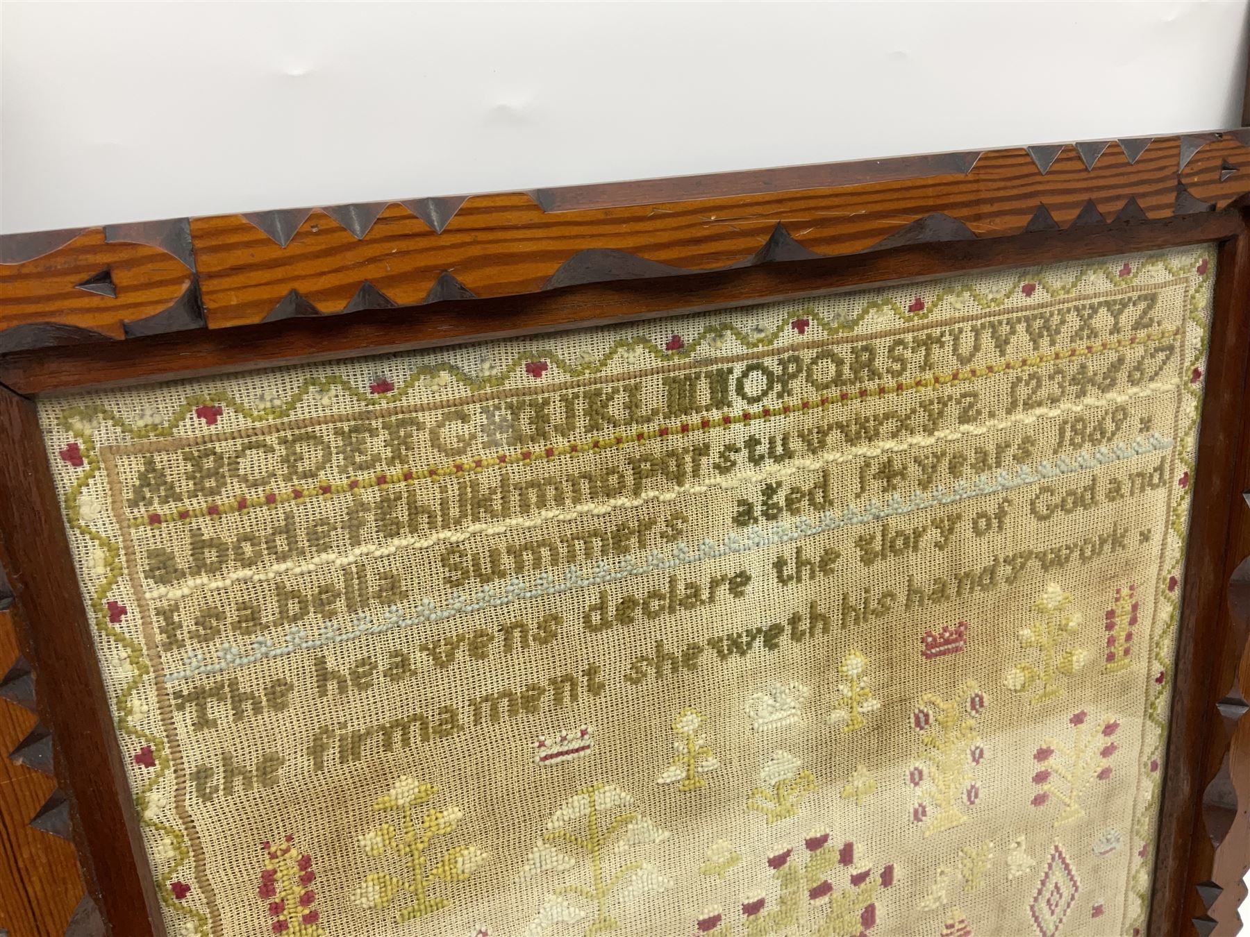 Victorian needlework sampler - Image 3 of 10