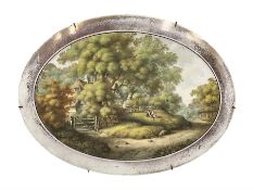 19th century hand painted wall plaque