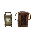 French - Edwardian timepiece 8-day carriage clock with original case