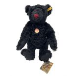 Steiff Classic Teddy Bear in black mohair with working growler mechanism and red stitched detail