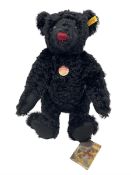 Steiff Classic Teddy Bear in black mohair with working growler mechanism and red stitched detail