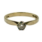 9ct gold single stone round brilliant cut diamond ring