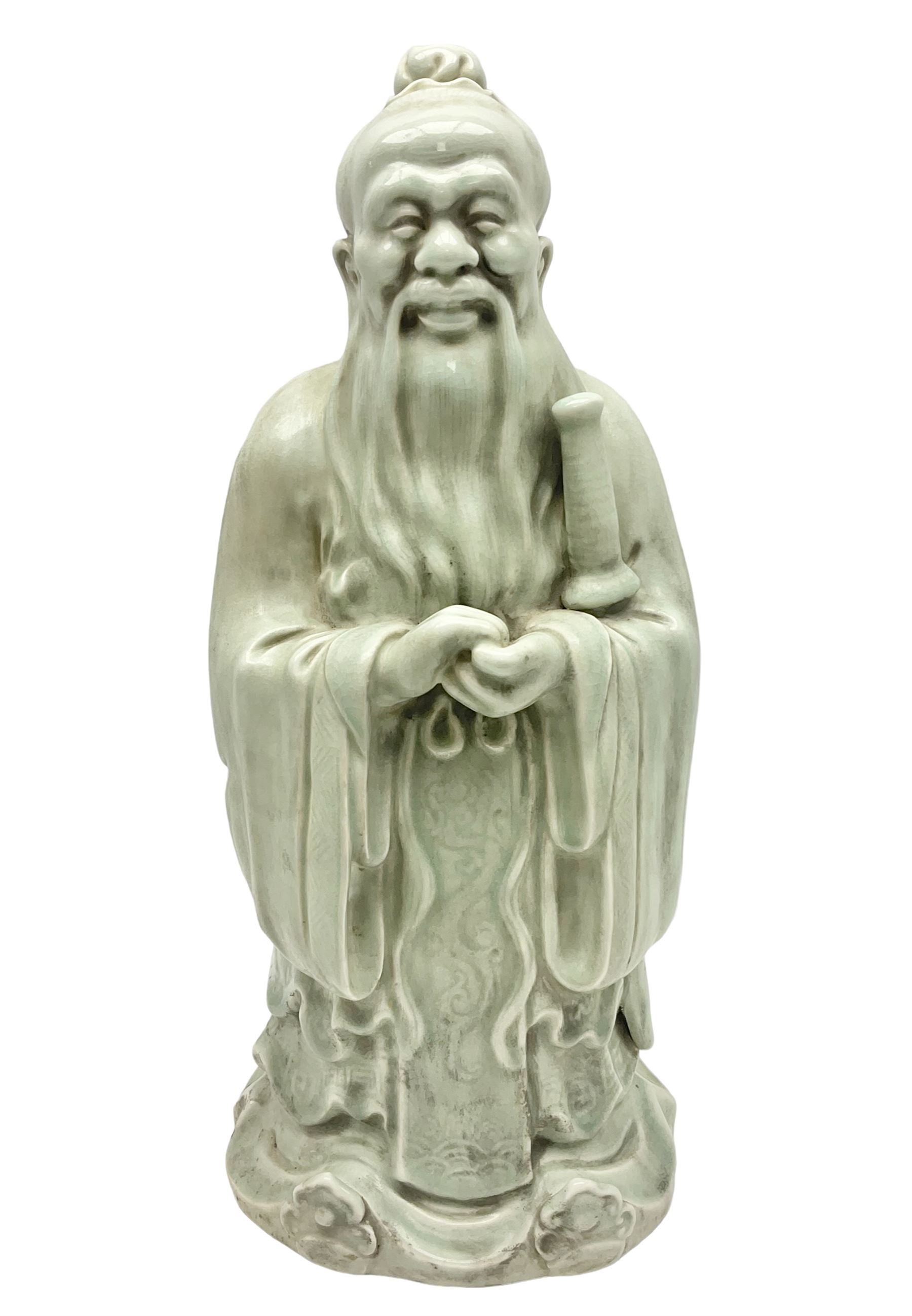 Chinese celadon glazed figure of Confucius