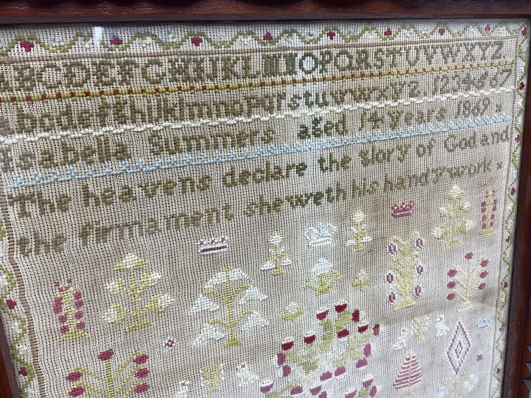 Victorian needlework sampler - Image 4 of 10