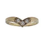 9ct gold three stone cubic zirconia wishbone ring