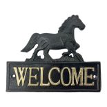 Cast iron Welcome sign with horse