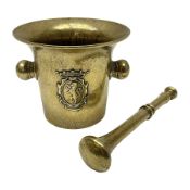 Victorian brass pestle and mortar