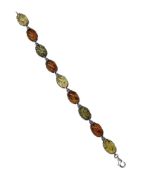 Silver tri-coloured Baltic amber bracelet