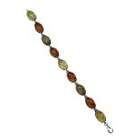 Silver tri-coloured Baltic amber bracelet