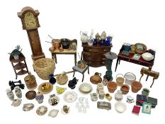 Collection of miniature dolls house furniture and accessories