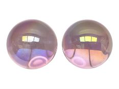 Pair of pink obsidian spheres