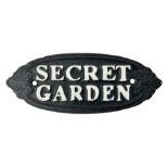 Cast iron oval sign 'Secret Garden' L17cm