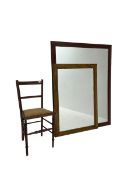 Large rectangular stained pine wall mirror (104cm x 135cm)