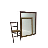 Large rectangular stained pine wall mirror (104cm x 135cm)