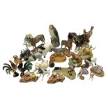 Beswick pigeon no 1383 and a collection of other ceramic animal figures including Campsie Ware lustr