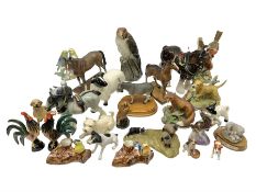 Beswick pigeon no 1383 and a collection of other ceramic animal figures including Campsie Ware lustr