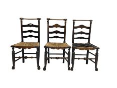 Set three elm country dining chairs