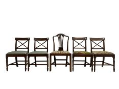 Set four 19th century mahogany dining chairs; Georgian mahogany dining chair with slat back (5)