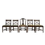 Set four 19th century mahogany dining chairs; Georgian mahogany dining chair with slat back (5)