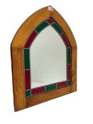 Beech framed arched wall mirror